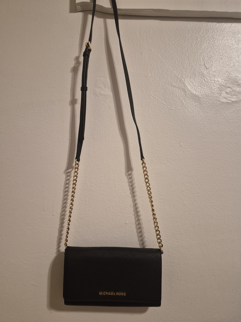 Michael Kors Black Leather Crossbody Chain Bag